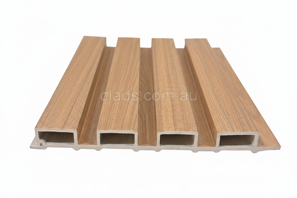 Internal Cladding In 21 MM Teak Big Flute 4 Slat 5.8 M - Cladding Supplies Of Australia