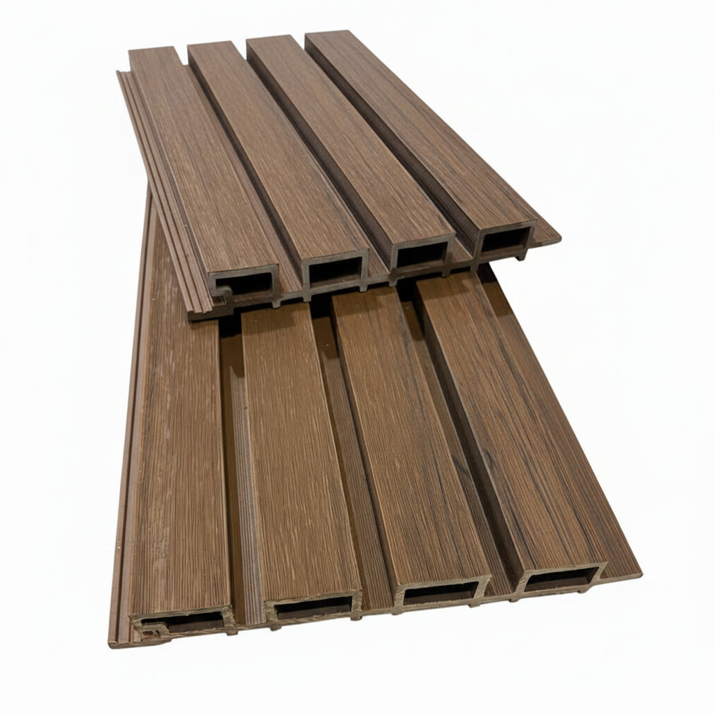 Walnut Mini Rib Cladding Discover External Cladding With IPE 4 Slats 2.7 Meter