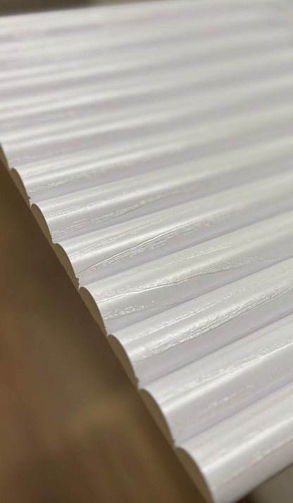 White flexible MDF half-round internal cladding panel from Clads Australia, 2.7 meters long, showing smooth curved surface.