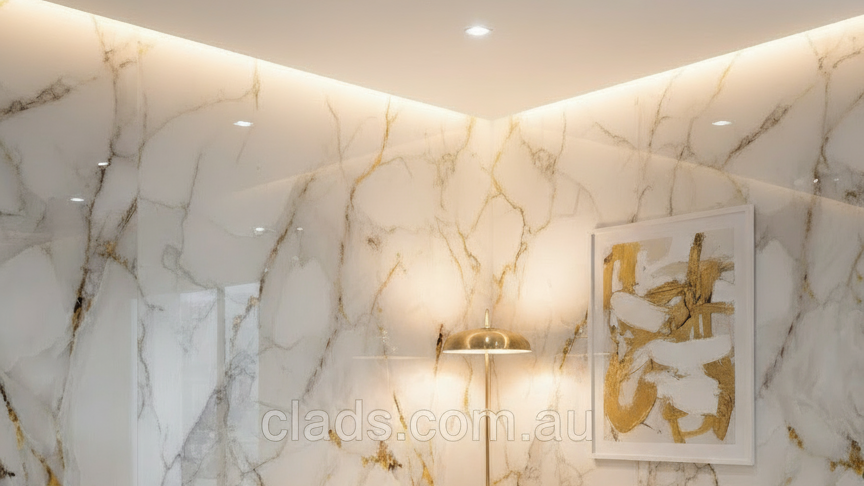 Glossy Marble Sheet In Oro Gold 2.7 M - Cladding Supplies Of Australia