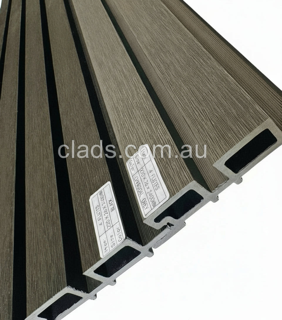 External Cladding Examples Australia External Cladding In Charcoal Grey 4 Slat | Durable Wall Panels
