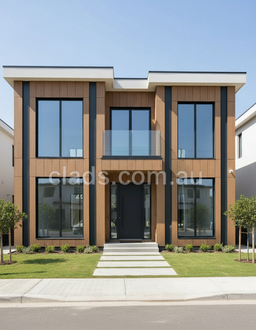 External Cladding In Walnut 4 Slat Tree Pattern Slat 5.8 M