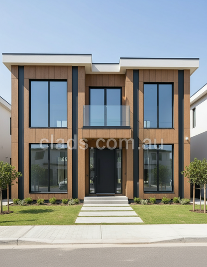 External Cladding In Walnut 4 Slat Tree Pattern Slat 5.8 M