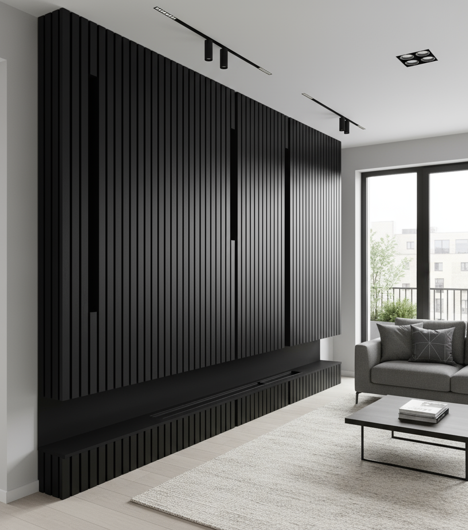 Internal Cladding In Black 4 Slat 3 M