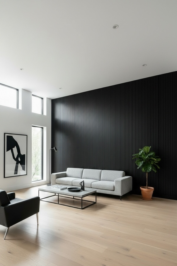 Internal Cladding In 21MM Black Big Flute 4 Slat 3 M Internal Cladding In 21MM Black Big Flute 4 Slat 3 M