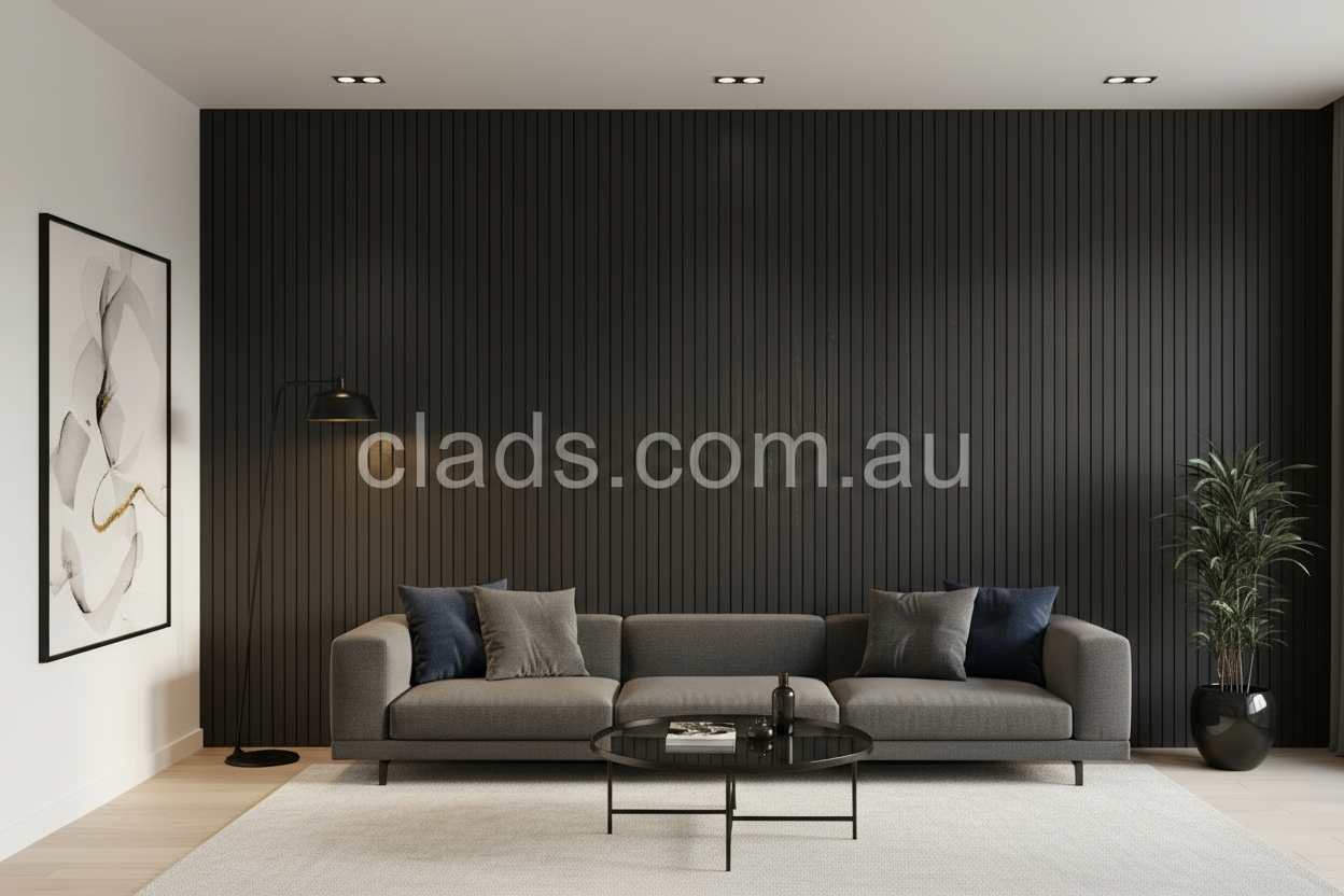 Internal Cladding In Matt Brush Black 4 Slat 2.7 M - Cladding Supplies Of Australia