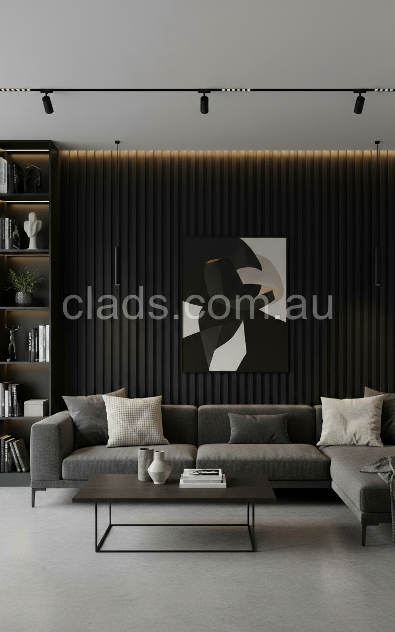 Internal Cladding In Matt Brush Black 4 Slat 2.7 M - Cladding Supplies Of Australia