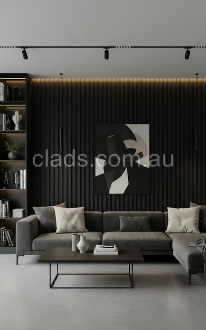 Internal Cladding In Matt Brush Black 4 Slat 2.7 M - Cladding Supplies Of Australia