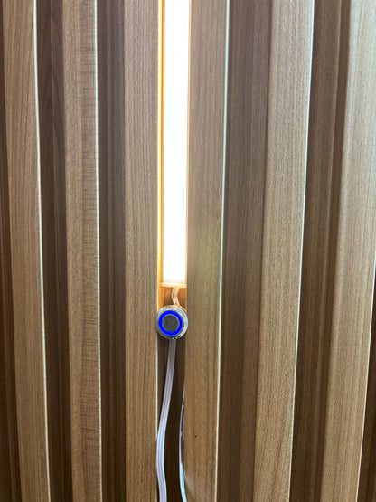 Internal cladding lights by Clads Australia illuminating modern interior wall cladding panels.