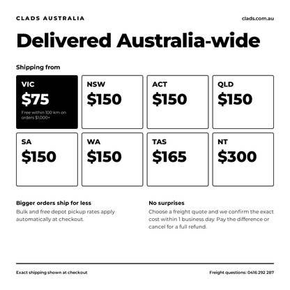 Clads Australia shipping rates by state