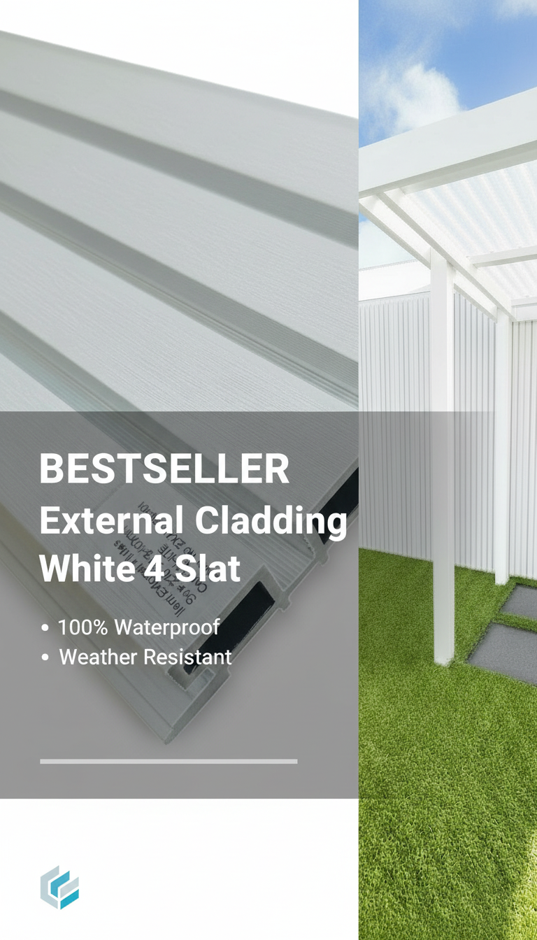 External Cladding White Color 4 Slat 2.4 M | Cladding Supplies Of Australia